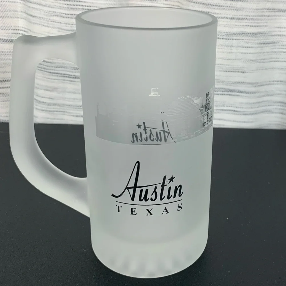 Austin, Texas souvenir frosted beer mug.
